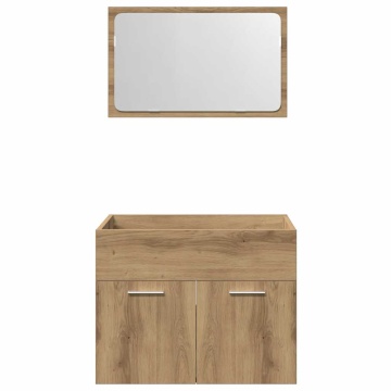 Set mobilier de baie, 2 piese, stejar artizanal, lemn prelucrat - Img 5