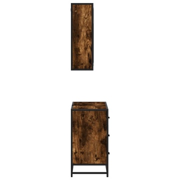 Set mobilier de baie, 2 piese, stejar fumuriu, lemn prelucrat - Img 5