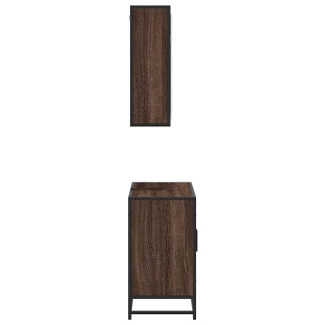 Set mobilier de baie, 2 piese, stejar maro, lemn prelucrat - Img 5