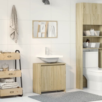Set mobilier de baie, 2 piese, stejar sonoma, lemn prelucrat - Img 3