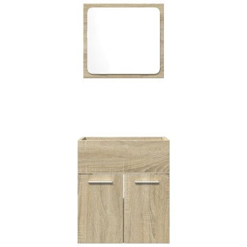 Set mobilier de baie, 2 piese, stejar sonoma, lemn prelucrat - Img 4