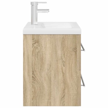 Set mobilier de baie, 2 piese, stejar sonoma, lemn prelucrat - Img 8