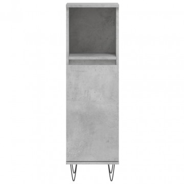 Set mobilier de baie, 3 piese, gri beton, lemn compozit - Img 7