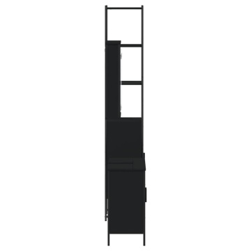 Set mobilier de baie, 3 piese, negru, lemn compozit - Img 6