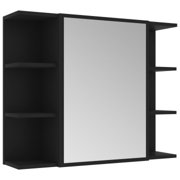 Set mobilier de baie, 3 piese, negru, lemn prelucrat - Img 4