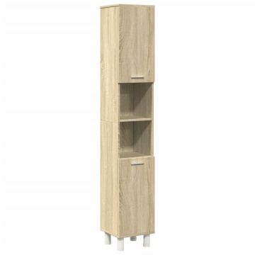 Set mobilier de baie, 3 piese, stejar sonoma, lemn prelucrat - Img 5