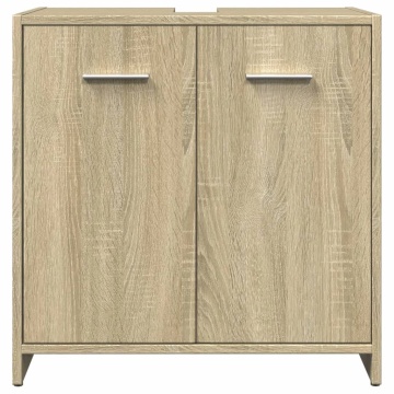 Set mobilier de baie, 3 piese, stejar sonoma, lemn prelucrat - Img 6