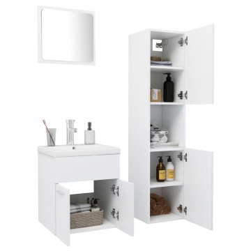 Set mobilier de baie, alb, lemn prelucrat - Img 3
