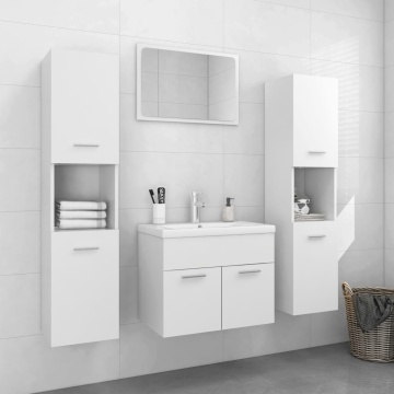 Set mobilier de baie, alb, lemn prelucrat - Img 1