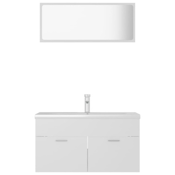 Set mobilier de baie, alb, lemn prelucrat - Img 8