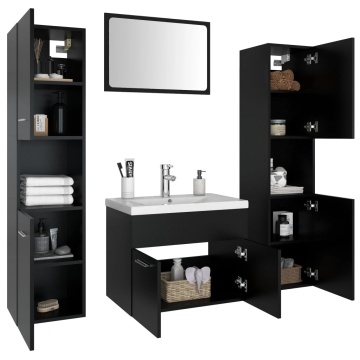 Set mobilier de baie, negru, lemn prelucrat - Img 3