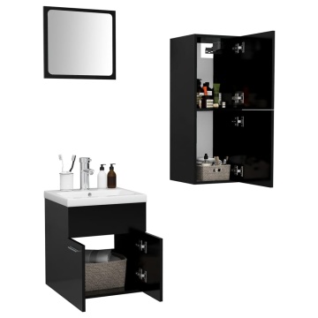 Set mobilier de baie, negru, lemn prelucrat - Img 3