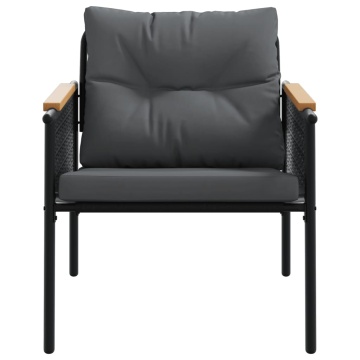 Set mobilier de balcon, 5 piese, cu perne, negru, oțel - Img 5