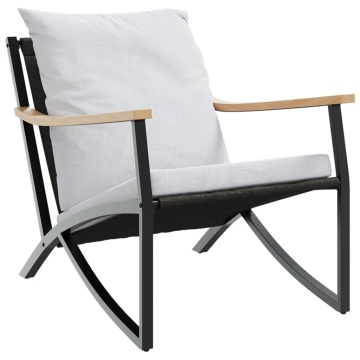 Set mobilier de balcon, 5 piese, cu perne, negru, oțel - Img 8