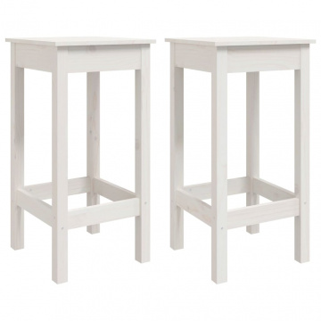 Set mobilier de bar, 3 piese, alb, lemn masiv de pin - Img 8