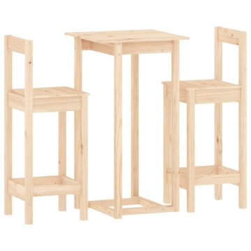 Set mobilier de bar, 3 piese, lemn masiv de pin - Img 2