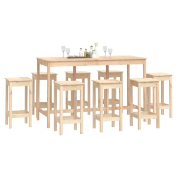Set mobilier de bar, 9 piese, lemn masiv de pin - Img 6