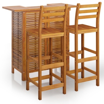 Set mobilier de bar de grădină, 3 piese, lemn masiv de acacia - Img 2
