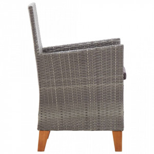 Set mobilier de exterior, 5 piese, gri, poliratan, lemn acacia - Img 7