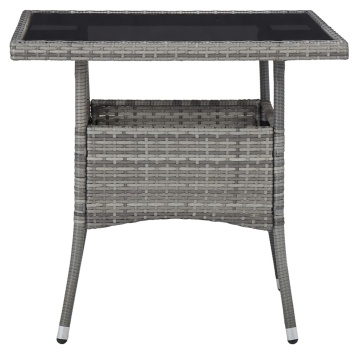 Set mobilier de exterior, 5 piese, gri, poliratan și sticlă - Img 3