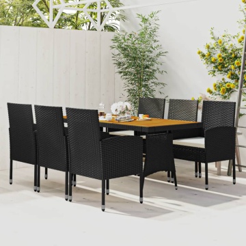 Set mobilier de exterior, 7 piese, negru, poliratan - Img 1