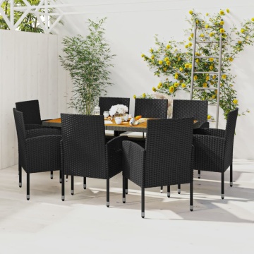 Set mobilier de exterior, 9 piese, negru, poliratan - Img 1