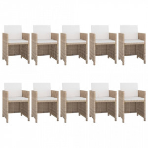 Set mobilier de exterior cu perne, 11 piese, bej, poliratan - Img 2