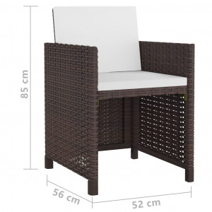 Set mobilier de exterior cu perne, 11 piese, maro, poliratan - Img 6