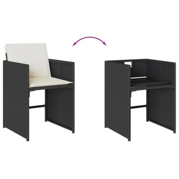 Set mobilier de exterior cu perne, 11 piese, negru, poliratan - Img 5