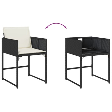 Set mobilier de exterior cu perne, 11 piese, negru, poliratan - Img 6