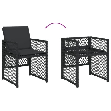 Set mobilier de exterior cu perne, 11 piese, negru, poliratan - Img 5