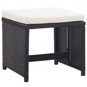 Set mobilier de exterior cu perne, 15 piese, negru, poliratan - Img 6
