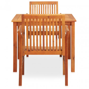 Set mobilier de exterior cu perne 3 piese, lemn masiv de acacia - Img 3