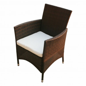 Set mobilier de exterior cu perne, 5 piese, maro, poliratan - Img 7