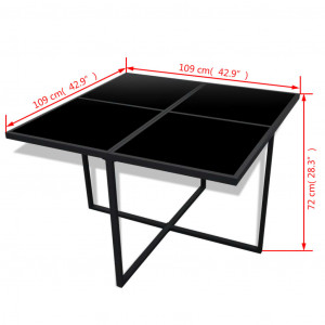 Set mobilier de exterior cu perne, 9 piese, negru, poliratan - Img 6