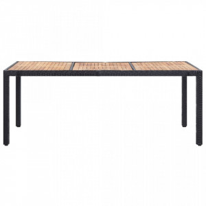 Set mobilier de exterior cu perne, 9 piese, negru, poliratan - Img 3