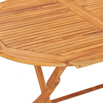 Set mobilier de exterior pliabil, 7 piese, lemn masiv de tec - Img 8