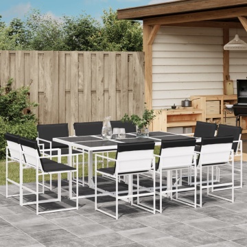 Set mobilier de grădină, 11 piese, cu perne, alb, textilenă - Img 1