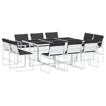 Set mobilier de grădină, 11 piese, cu perne, alb, textilenă - Img 2