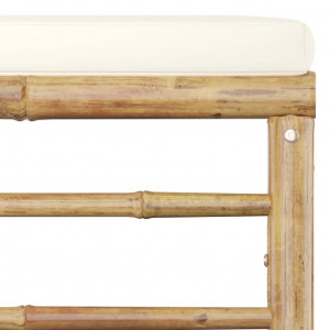 Set mobilier de grădină, 12 piese, perne alb crem, bambus - Img 7