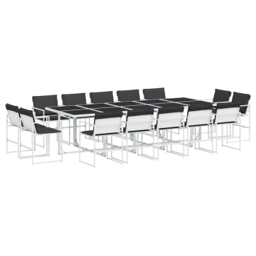 Set mobilier de grădină, 15 piese, cu perne, alb, textilenă - Img 2