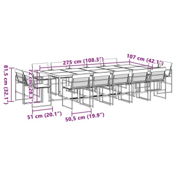 Set mobilier de grădină, 15 piese, cu perne, alb, textilenă - Img 7