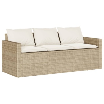 Set mobilier de grădină, 2 piese, cu perne, bej, poliratan - Img 4