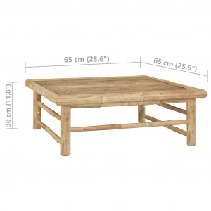 Set mobilier de grădină, 2 piese, perne alb crem, bambus - Img 6