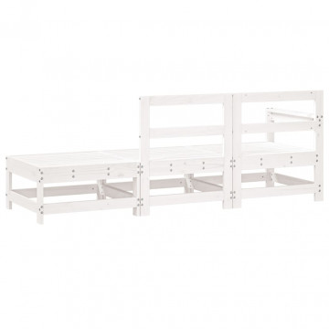 Set mobilier de grădină, 3 piese, alb, lemn masiv de pin - Img 3
