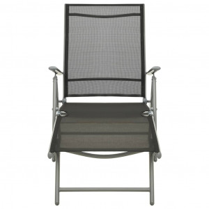 Set mobilier de grădină, 3 piese, argintiu textilenă & aluminiu - Img 4