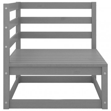 Set mobilier de grădină, 3 piese, gri, lemn masiv de pin - Img 2