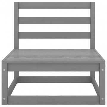 Set mobilier de grădină, 3 piese, gri, lemn masiv de pin - Img 6