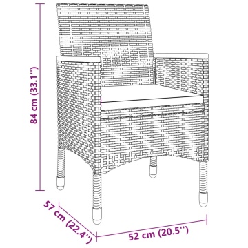 Set mobilier de grădină, 3 piese, gri, poliratan - Img 7