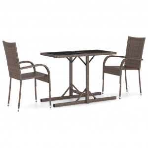 Set mobilier de grădină, 3 piese, maro - Img 1